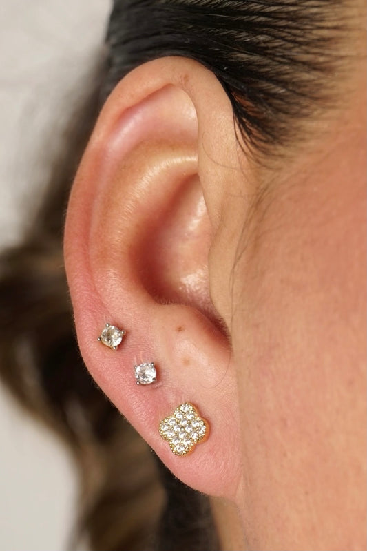 RHINESTONE CLOVER EARRINGS