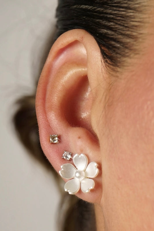 White Flower Earrings